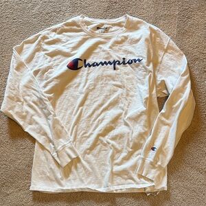 Champion Men's White Long Sleeve Tee